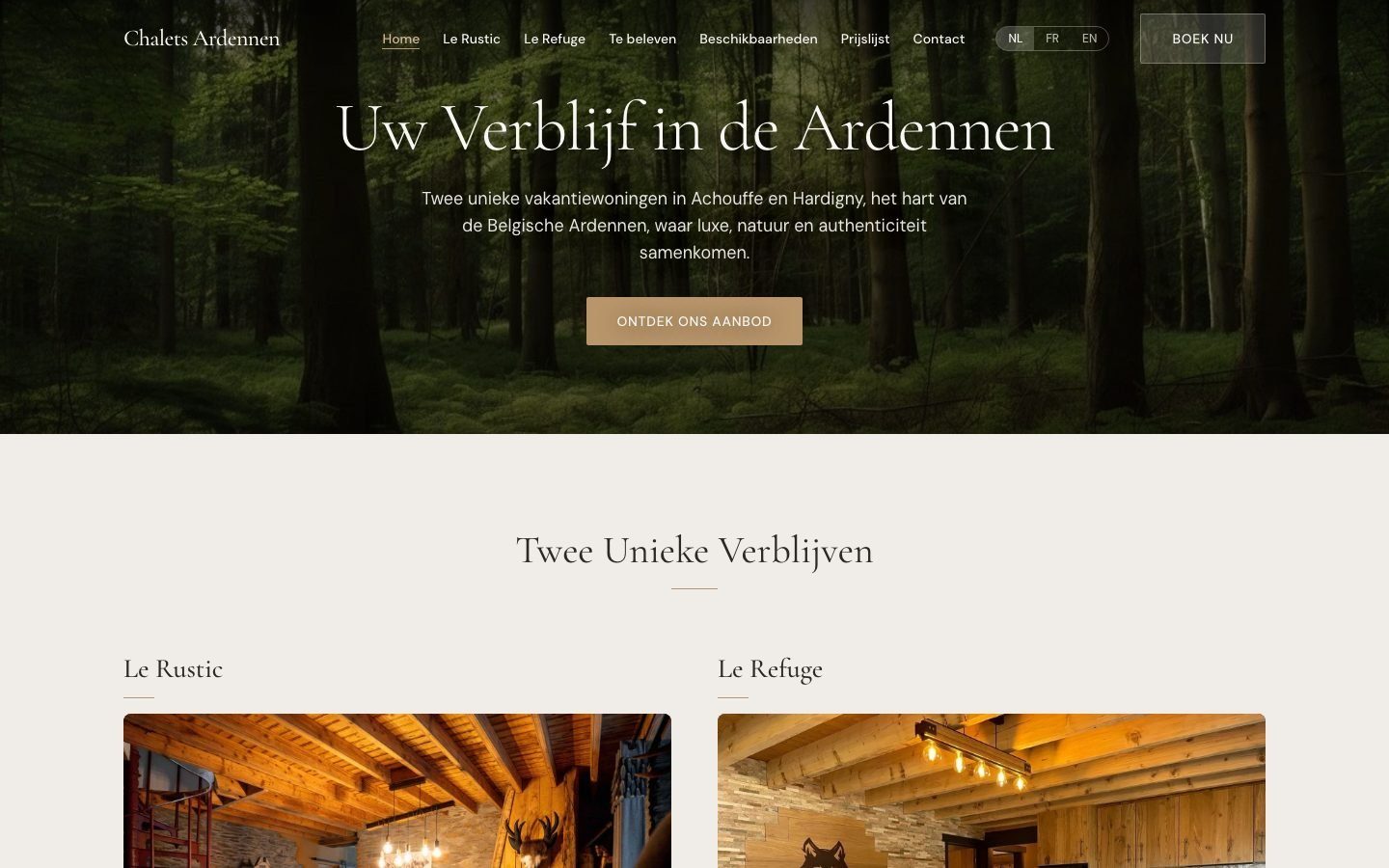 The Chalets Ardennen home page